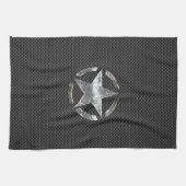 スターステンシルヴィンテージラベル炭素繊維スタイル キッチンタオル (横)