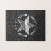 スターステンシルヴィンテージラベル炭素繊維スタイル ジグソーパズル (横)