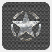 スターステンシルヴィンテージラベル炭素繊維スタイル スクエアシール (正面)