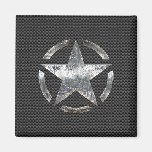 スターステンシルヴィンテージラベル炭素繊維スタイル マグネット (正面)