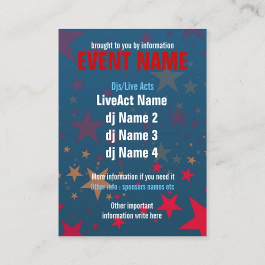 スターストライクメガスターズイベントパーティーミニフライヤー 名刺 (裏面)