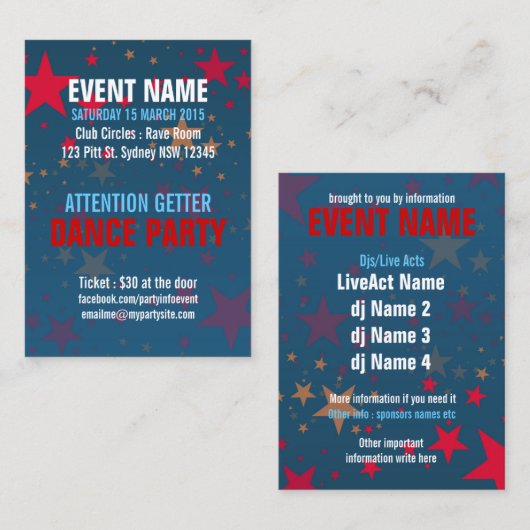 スターストライクメガスターズイベントパーティーミニフライヤー 名刺