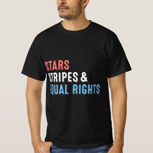 スターストライプズと平等の権利7月の女性の4th tシャツ (正面)