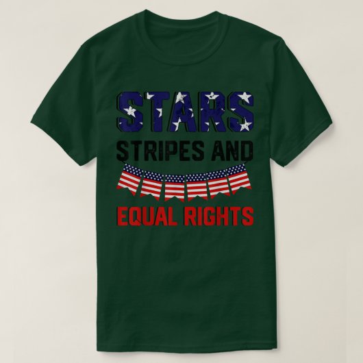 スターストライプズと平等の権利7月の女性の4th tシャツ (デザイン正面)