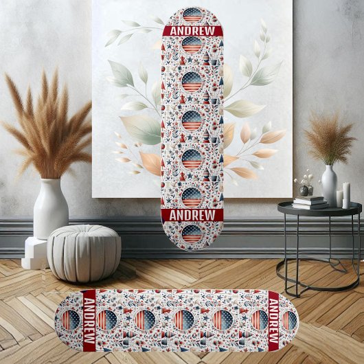 スターストライプズアメリカ国旗の赤い青の白のパターン スケートボード