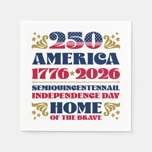 スターストライプズアメリカ250周年 スタンダードカクテルナプキン (正面)