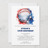 スターストライプズキッズベースボール誕生日 招待状 (正面)