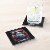 スターストライプズフリーダムフォーエバーイーグルアメリカ国旗 ガラスコースター (アングル)