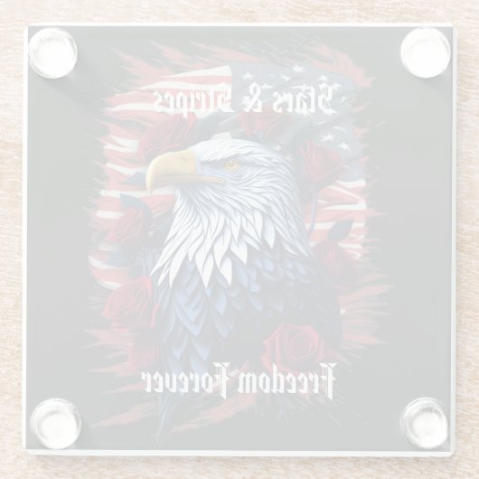 スターストライプズフリーダムフォーエバーイーグルアメリカ国旗 ガラスコースター (裏面)