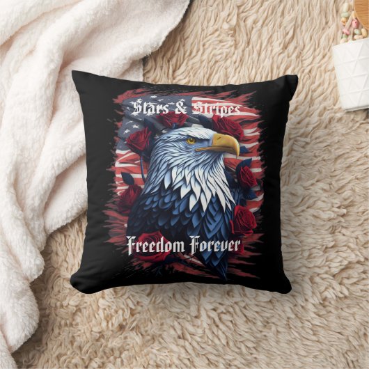 スターストライプズフリーダムフォーエバーイーグルアメリカ国旗 クッション (ブランケット)