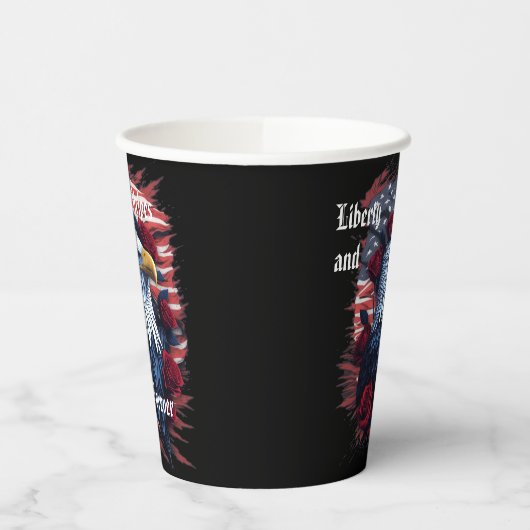 スターストライプズフリーダムフォーエバーイーグルアメリカ国旗 紙コップ (左)