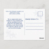 スターストライプズレザーパトリオティック退役軍人ありがとう ポストカード (裏面)