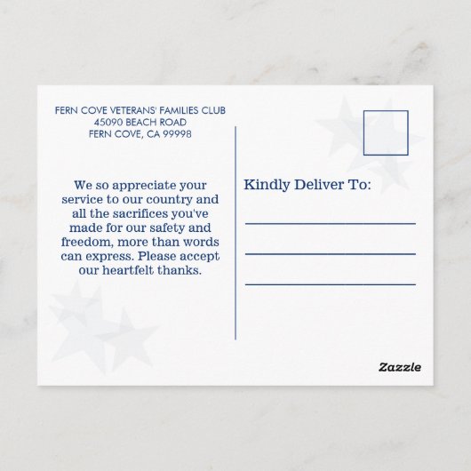 スターストライプズレザーパトリオティック退役軍人ありがとう ポストカード (裏面)
