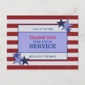 スターストライプズレザーパトリオティック退役軍人ありがとう ポストカード (正面)