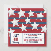 スターストライプズレッドホワイトとブルー7月4日パーティー シーズンカード (正面)
