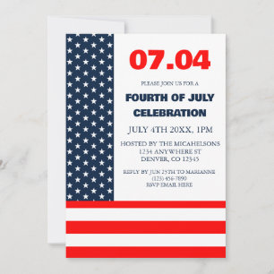 スターストライプズ国旗7月4日 招待状