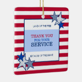 スターストライプズ愛国的退役軍人サービスサンキュー セラミックオーナメント (右)