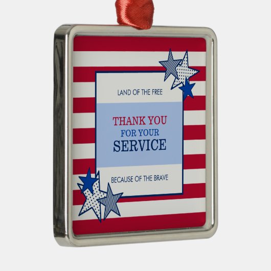 スターストライプズ愛国的退役軍人サービスサンキュー メタルオーナメント (右)