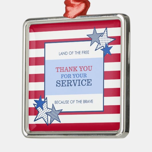 スターストライプズ愛国的退役軍人サービスサンキュー メタルオーナメント (左)