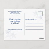 スターストライプズ愛国的7月タイポグラフィ4日 ポストカード (裏面)