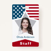 スターストライプズ赤白青スタッフフォト バッジ (正面)