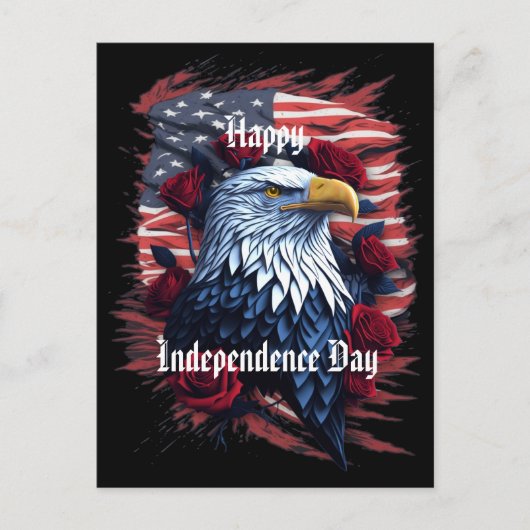 スターストライプズ4th 7月の独立記念日の挨拶 ポストカード (正面)