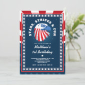 スターストライプズ&おもしろいオールアメリカンの誕生日 招待状 (スタンド正面)