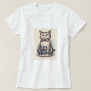 スターストライプズ&ウィスカ – Patriotic Cat Tシャツ