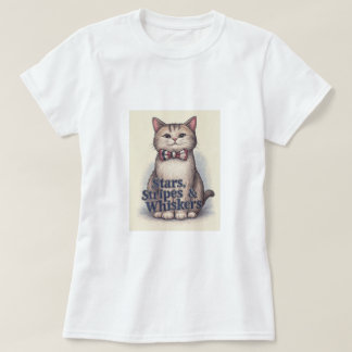 スターストライプズ&ウィスカ – Patriotic Cat Tシャツ