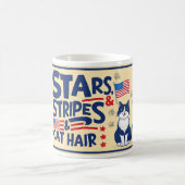 スターストライプズ&キャットヘアおもしろい- Cat Mug コーヒーマグカップ (中央)