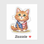 スターストライプズ&キャット – 7月4日 シール (シート)