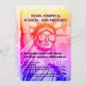 スターストライプズ&サンセットレディーリバティ250thパーティー 招待状 (正面/裏面)