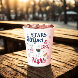 スターストライプズ&バーベキューナイト – 愛国的パーティー 紙コップ