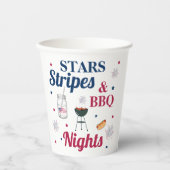 スターストライプズ&バーベキューナイト – 愛国的パーティー 紙コップ (正面)