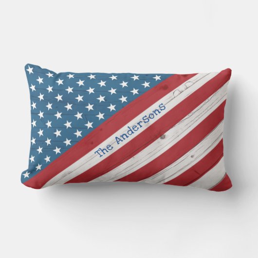 スターストライプズUSAアメリ素朴カ州旗名前をカスタムする アウトドアクッション (正面)