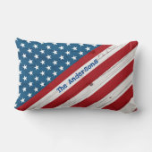 スターストライプズUSAアメリ素朴カ州旗名前をカスタムする ランバークッション (裏面)