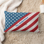 スターストライプズUSAアメリ素朴カ州旗名前をカスタムする ランバークッション (ブランケット)