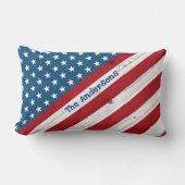 スターストライプズUSAアメリ素朴カ州旗名前をカスタムする ランバークッション (正面)