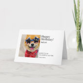 スターストライプポーズハッピーバースデー柴犬カード カード (正面)