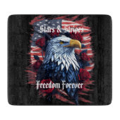 スターストライプ&アメリカ国旗Bald Eagle & バラ カッティングボード (正面)