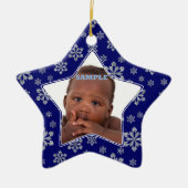 スタースノーフレーク写真テンプレートクリスマス セラミックオーナメント (正面)