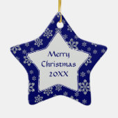 スタースノーフレーク写真テンプレートクリスマス セラミックオーナメント (裏面)