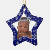スタースノーフレーク写真テンプレートクリスマス セラミックオーナメント (左)