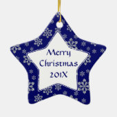 スタースノーフレーク写真テンプレートクリスマス セラミックオーナメント (裏面)