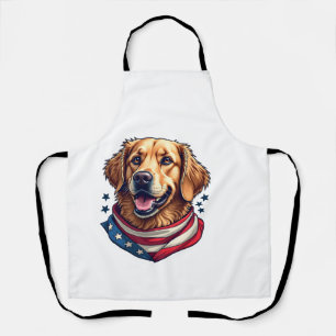スタースパングルゴールデンレトリバーヴィンテージTシャツ エプロン