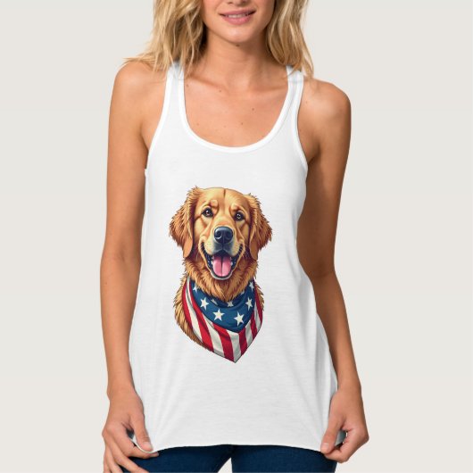 スタースパングルゴールデンレトリバーヴィンテージTシャツ 4 タンクトップ (正面)