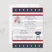 スタースパングルド4th of 7月パーティの招待状 インビテーションポストカード (正面/裏面)