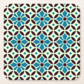 スタースペインの付きバルセロナタイル花びら スクエアペーパーコースター (正面)