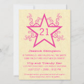 スタースワール21歳の誕生日パーティの招待状、ピンク 招待状 (正面)
