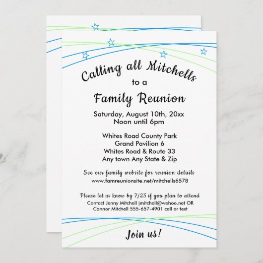 スターズお洒落ファミリー懇親会またはパーティの招待状 招待状 (正面/裏面)